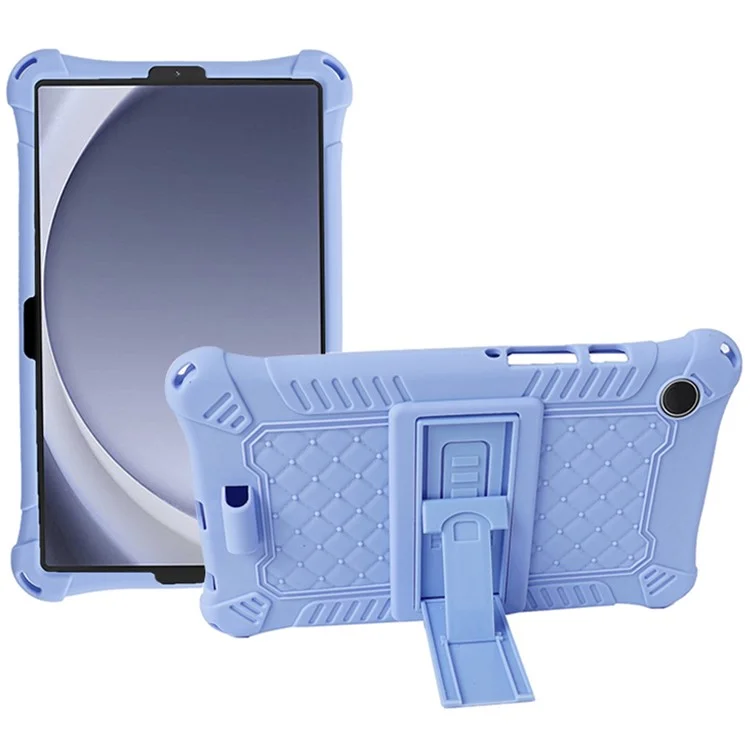 Pour Samsung Galaxy Tab A9 Soft Skin Silicone Case Kickstand Protective Tablet Cover - Light Purple