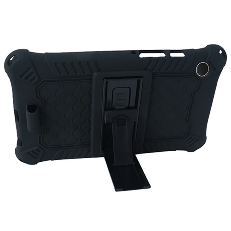 For Samsung Galaxy Tab A9 Soft Skin Silicone Case Kickstand Protective Tablet Cover - Black