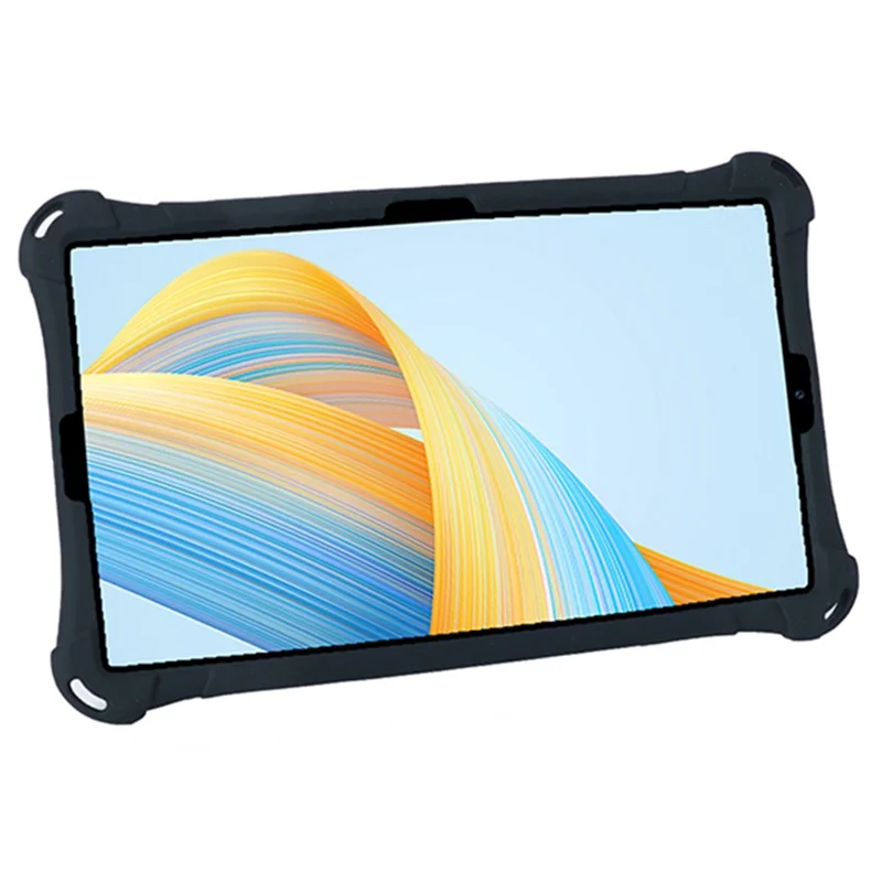 For Samsung Galaxy Tab A9 Soft Skin Silicone Case Kickstand Protective Tablet Cover - Black
