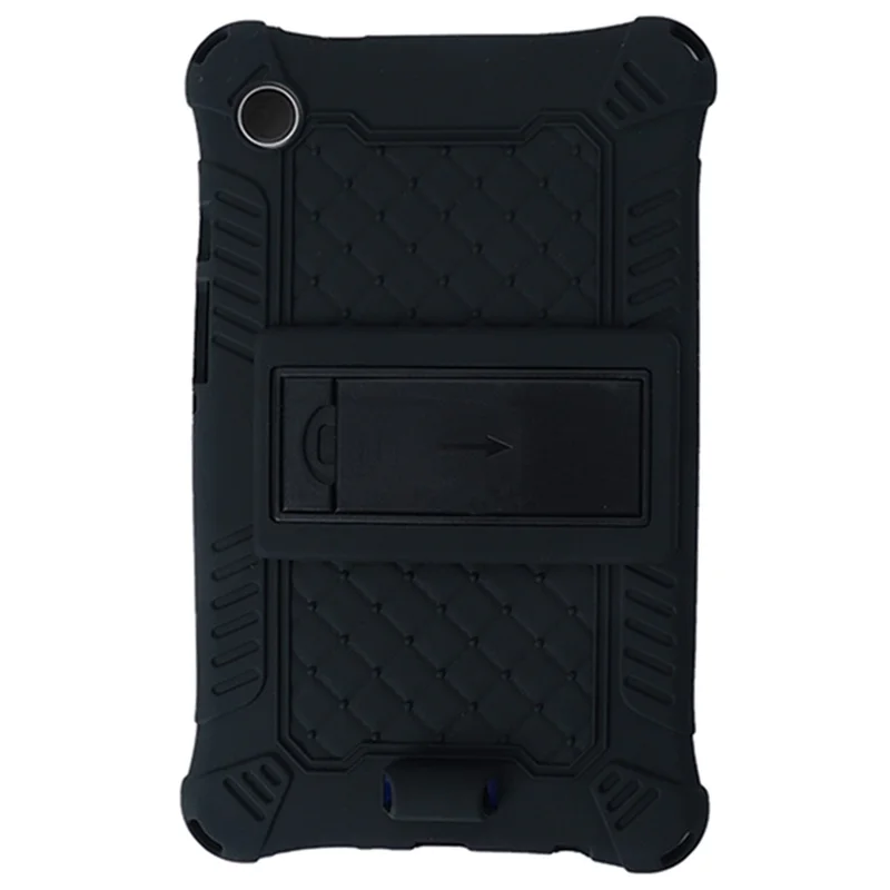 For Samsung Galaxy Tab A9 Soft Skin Silicone Case Kickstand Protective Tablet Cover - Black