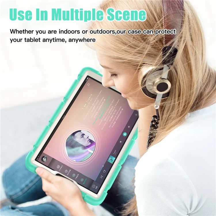 Funda para Samsung Galaxy Tab A9 Tablet Anti-caída con Soporte Portátil PC+Silicona Cubierta Protectora - Verde Menta