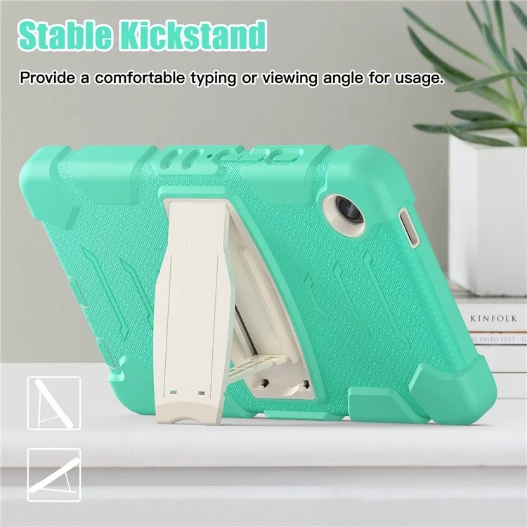 Funda para Samsung Galaxy Tab A9 Tablet Anti-caída con Soporte Portátil PC+Silicona Cubierta Protectora - Verde Menta