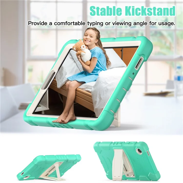 Funda para Samsung Galaxy Tab A9 Tablet Anti-caída con Soporte Portátil PC+Silicona Cubierta Protectora - Verde Menta