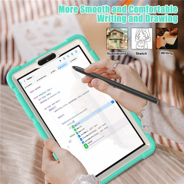 Funda para Samsung Galaxy Tab A9 Tablet Anti-caída con Soporte Portátil PC+Silicona Cubierta Protectora - Verde Menta