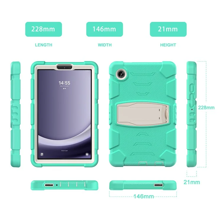 Funda para Samsung Galaxy Tab A9 Tablet Anti-caída con Soporte Portátil PC+Silicona Cubierta Protectora - Verde Menta
