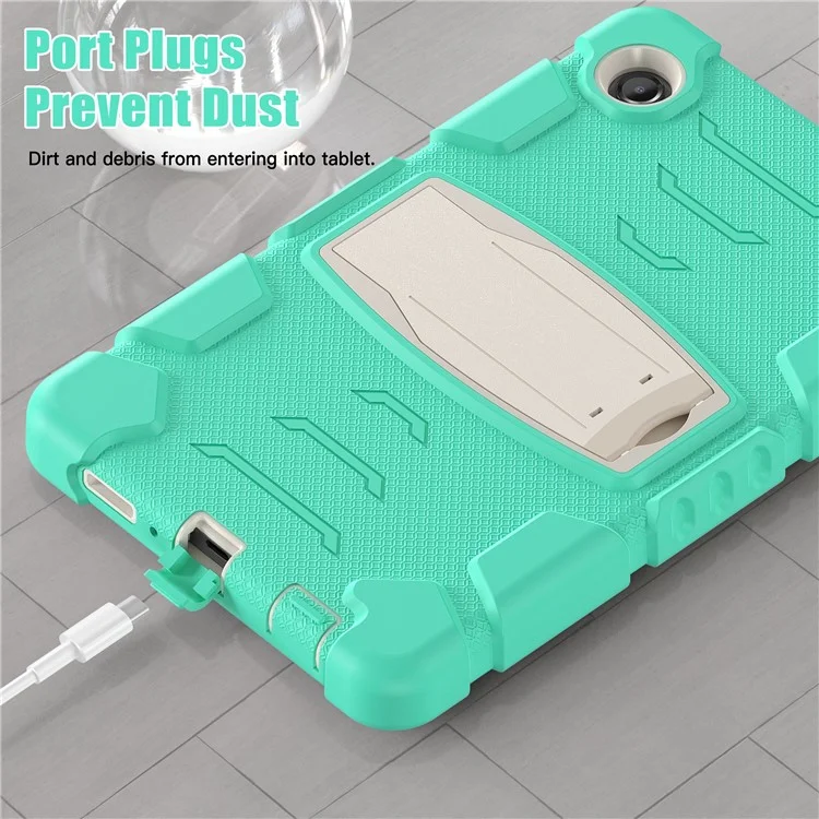 Funda para Samsung Galaxy Tab A9 Tablet Anti-caída con Soporte Portátil PC+Silicona Cubierta Protectora - Verde Menta
