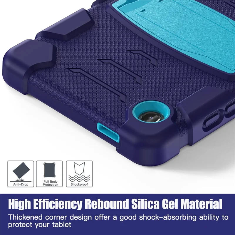 For Samsung Galaxy Tab A9 Tablet Case Anti-drop Kickstand PC+Silicone Protective Cover -  Navy Blue  /  Blue