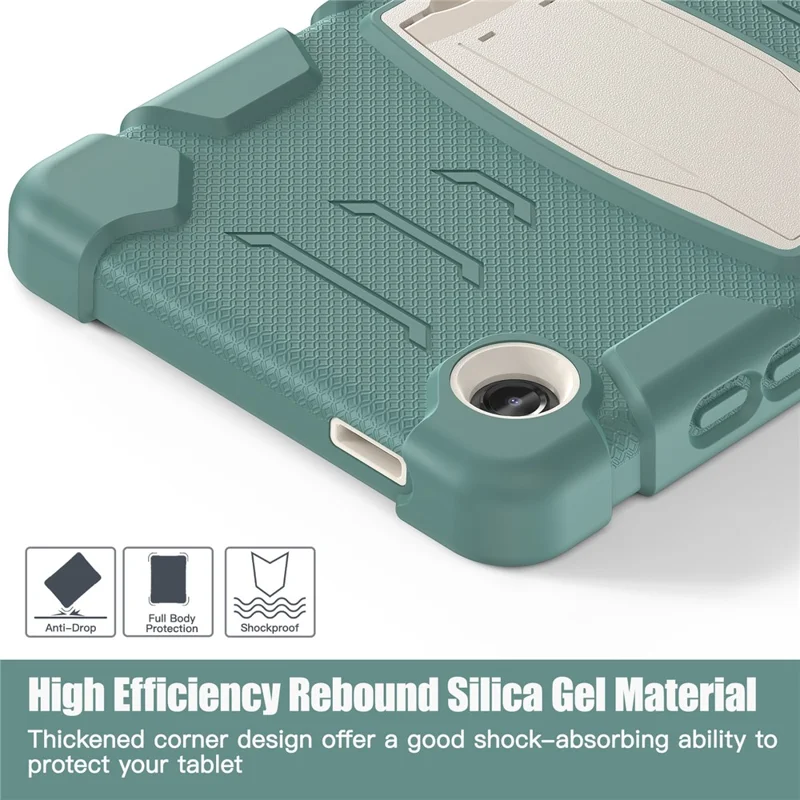 For Samsung Galaxy Tab A9 Tablet Case Anti-drop Kickstand PC+Silicone Protective Cover - Emerald Green