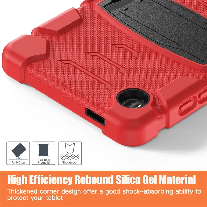 For Samsung Galaxy Tab A9 Tablet Case Anti-drop Kickstand PC+Silicone Protective Cover - Red  /  Black