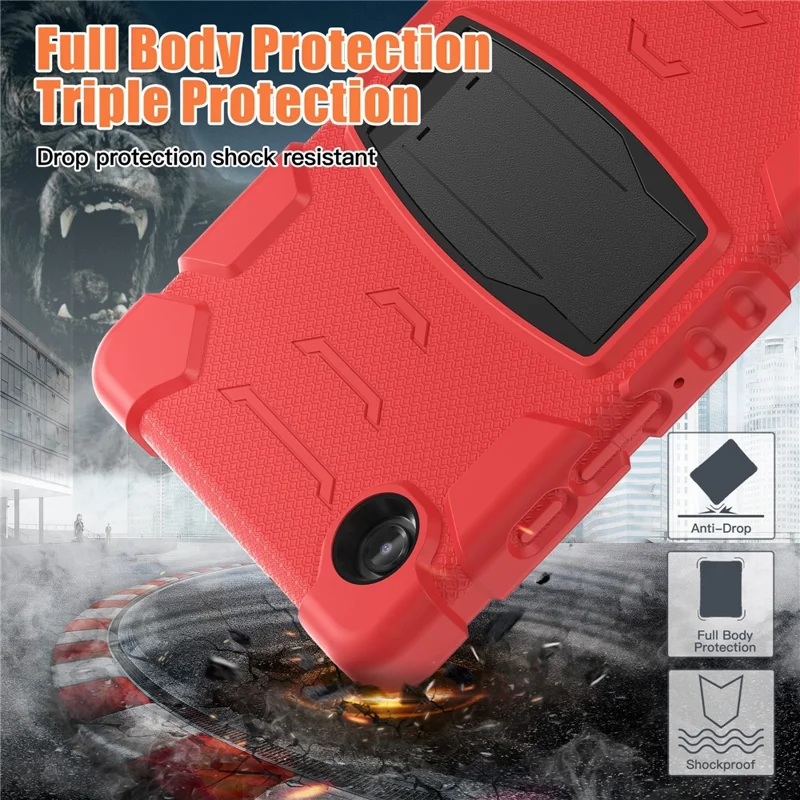 For Samsung Galaxy Tab A9 Tablet Case Anti-drop Kickstand PC+Silicone Protective Cover - Red  /  Black