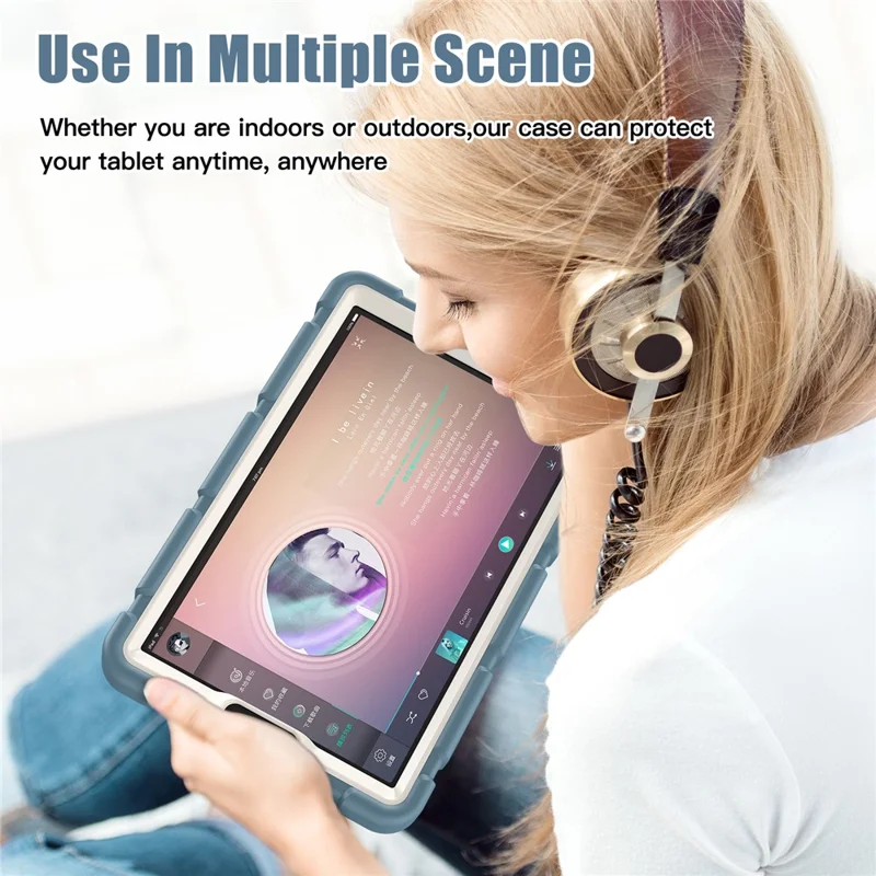 For Samsung Galaxy Tab A9 Tablet Case Anti-drop Kickstand PC+Silicone Protective Cover - Cornflower Blue