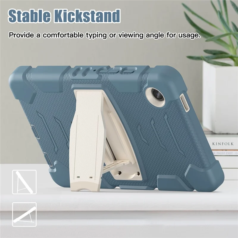 For Samsung Galaxy Tab A9 Tablet Case Anti-drop Kickstand PC+Silicone Protective Cover - Cornflower Blue