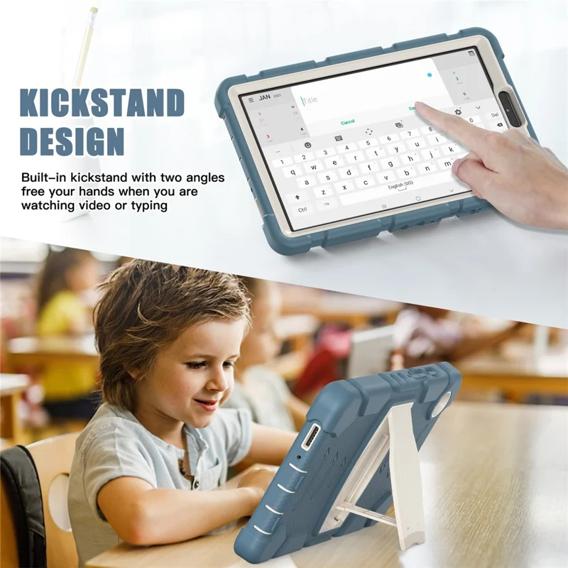 For Samsung Galaxy Tab A9 Tablet Case Anti-drop Kickstand PC+Silicone Protective Cover - Cornflower Blue