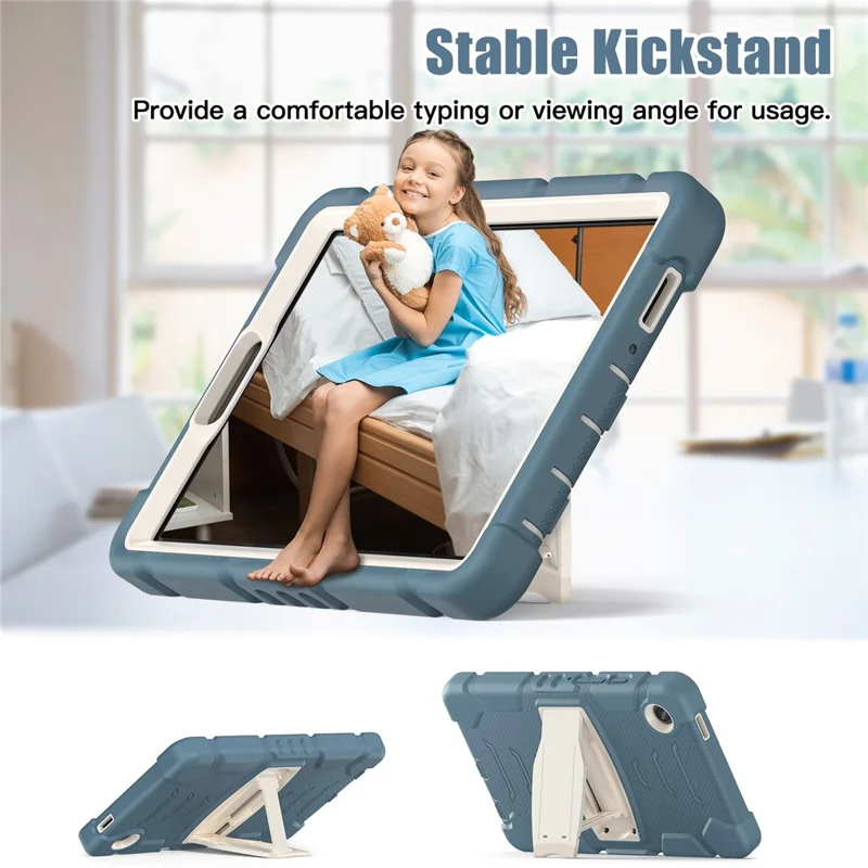 For Samsung Galaxy Tab A9 Tablet Case Anti-drop Kickstand PC+Silicone Protective Cover - Cornflower Blue