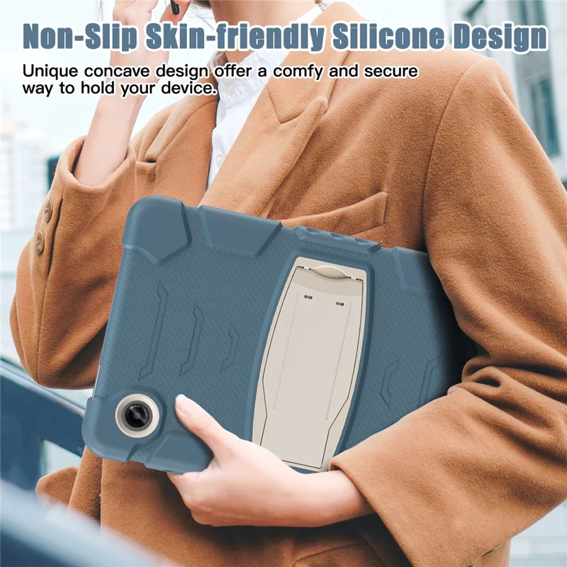 For Samsung Galaxy Tab A9 Tablet Case Anti-drop Kickstand PC+Silicone Protective Cover - Cornflower Blue