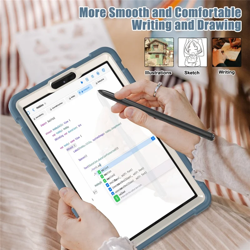 For Samsung Galaxy Tab A9 Tablet Case Anti-drop Kickstand PC+Silicone Protective Cover - Cornflower Blue