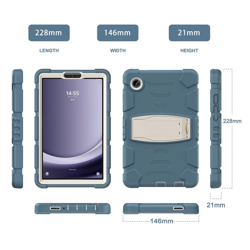 For Samsung Galaxy Tab A9 Tablet Case Anti-drop Kickstand PC+Silicone Protective Cover - Cornflower Blue
