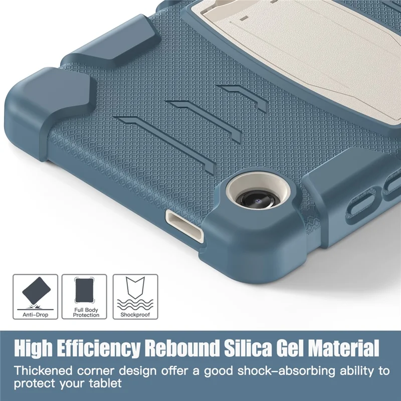 For Samsung Galaxy Tab A9 Tablet Case Anti-drop Kickstand PC+Silicone Protective Cover - Cornflower Blue