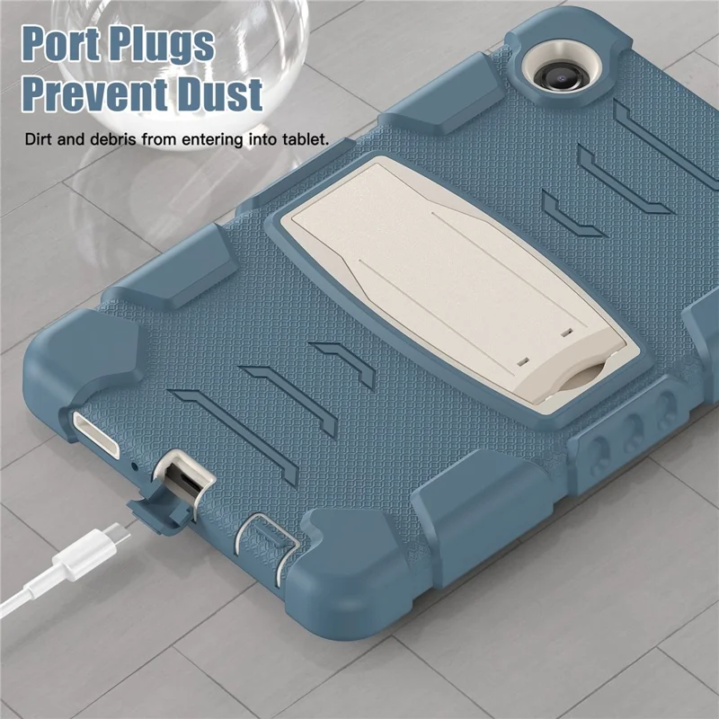 For Samsung Galaxy Tab A9 Tablet Case Anti-drop Kickstand PC+Silicone Protective Cover - Cornflower Blue
