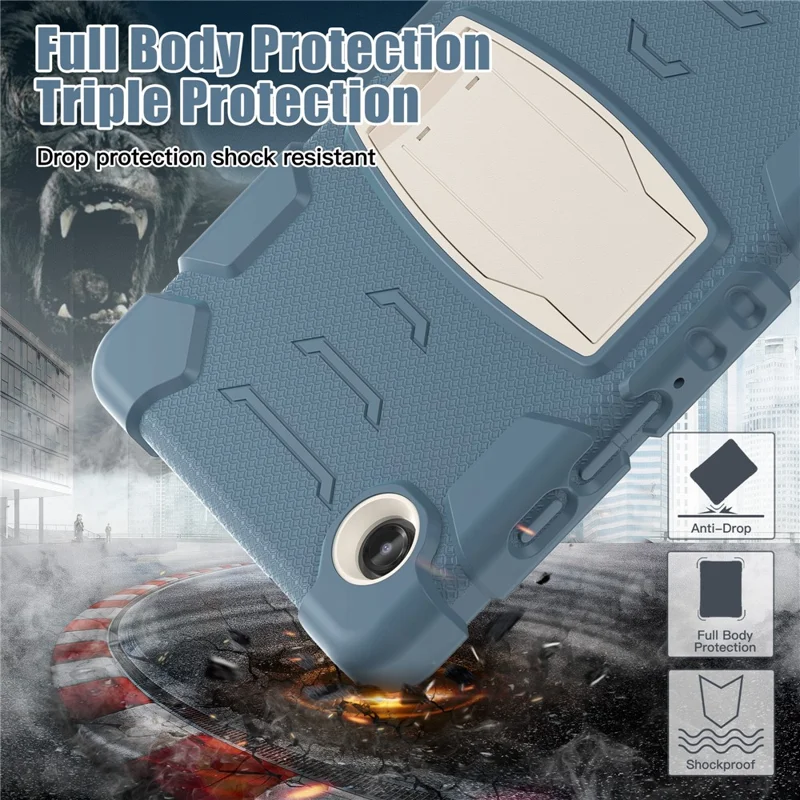 For Samsung Galaxy Tab A9 Tablet Case Anti-drop Kickstand PC+Silicone Protective Cover - Cornflower Blue