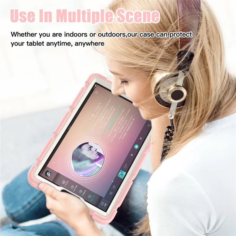 For Samsung Galaxy Tab A9 Tablet Case Anti-drop Kickstand PC+Silicone Protective Cover - Cherry Blossoms Pink