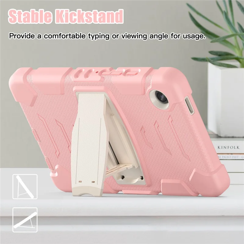 For Samsung Galaxy Tab A9 Tablet Case Anti-drop Kickstand PC+Silicone Protective Cover - Cherry Blossoms Pink