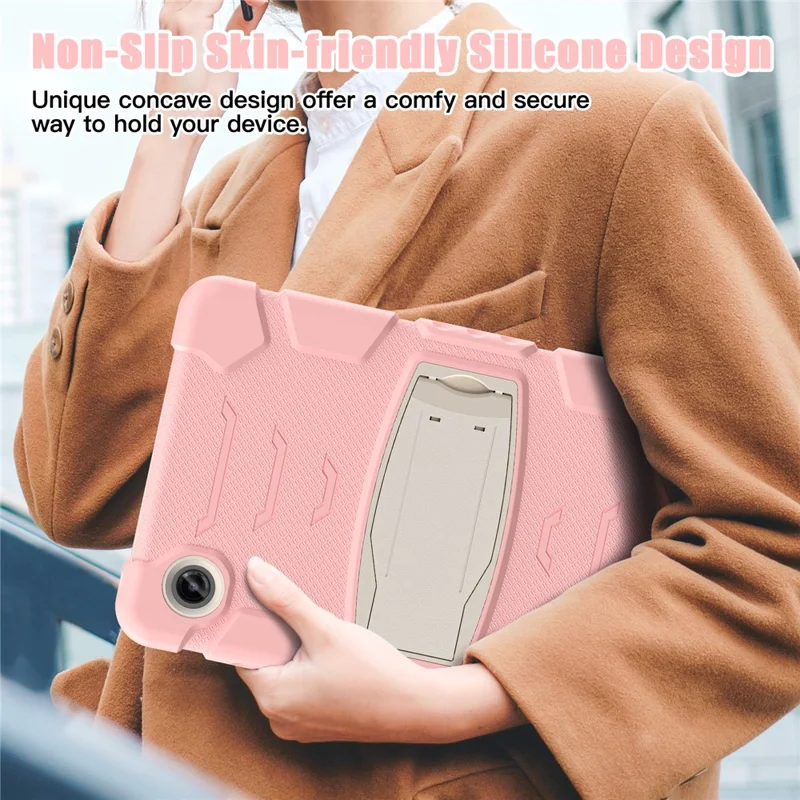 For Samsung Galaxy Tab A9 Tablet Case Anti-drop Kickstand PC+Silicone Protective Cover - Cherry Blossoms Pink