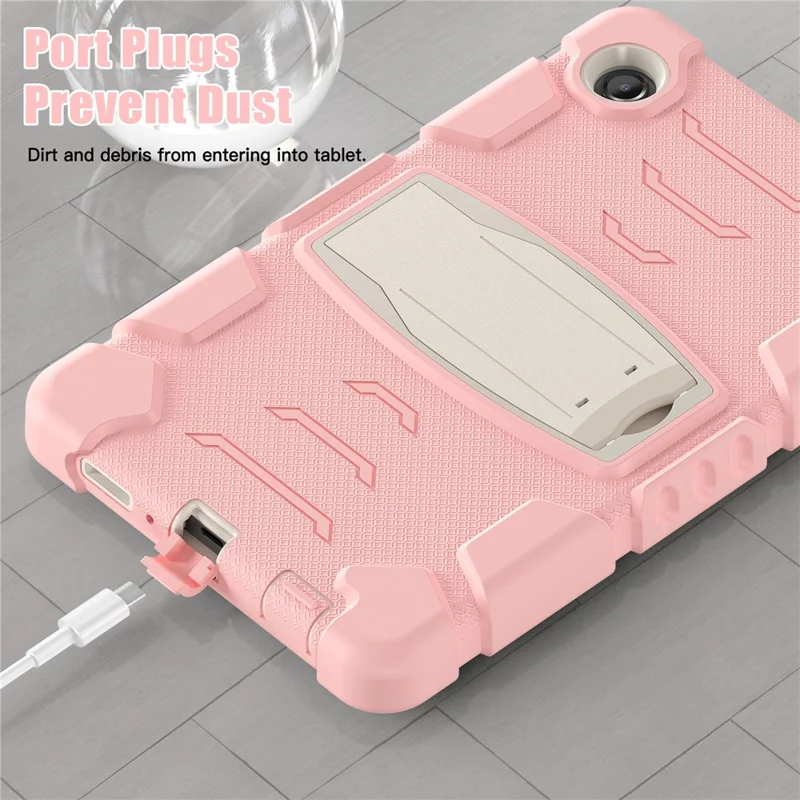For Samsung Galaxy Tab A9 Tablet Case Anti-drop Kickstand PC+Silicone Protective Cover - Cherry Blossoms Pink