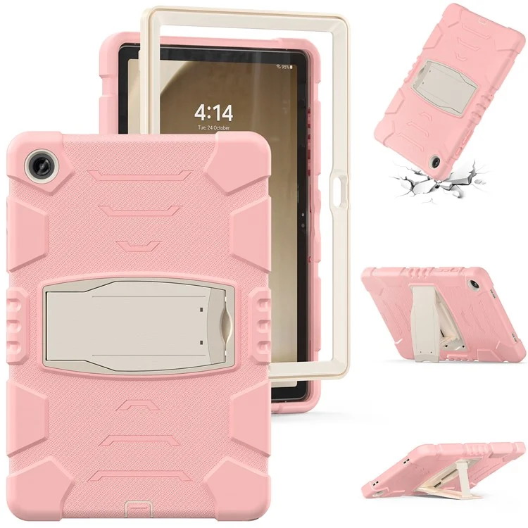Para Samsung Galaxy Tab A9+ Tablet Case Shockproof PC+Silicone Protective Cover with Kickstand - Cherry Blossoms Pink