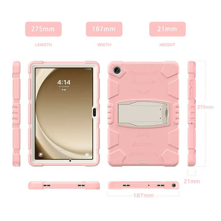 Para Samsung Galaxy Tab A9+ Tablet Case Shockproof PC+Silicone Protective Cover with Kickstand - Cherry Blossoms Pink