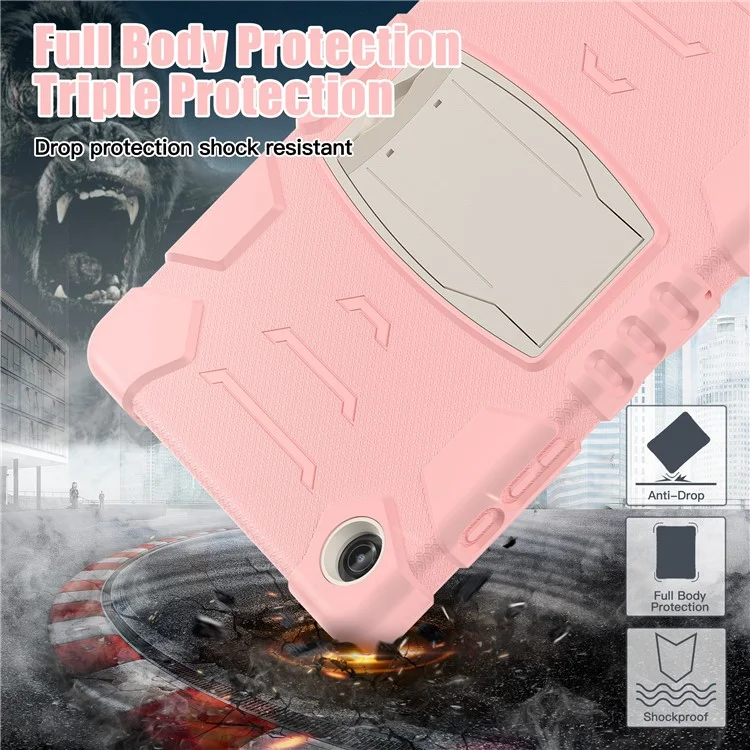 Para Samsung Galaxy Tab A9+ Tablet Case Shockproof PC+Silicone Protective Cover with Kickstand - Cherry Blossoms Pink