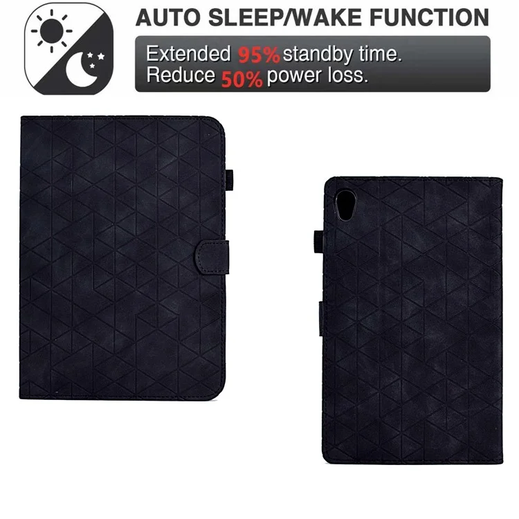 For Lenovo Tab M10 HD Gen 2 X306X Cover Stand Rhombus Imprinted Leather Tablet Case - Black