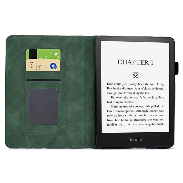 For Amazon Kindle 11th Gen (2022) Case Anti-drop PU Leather Rhombus Pattern Stand E-reader Cover - Green