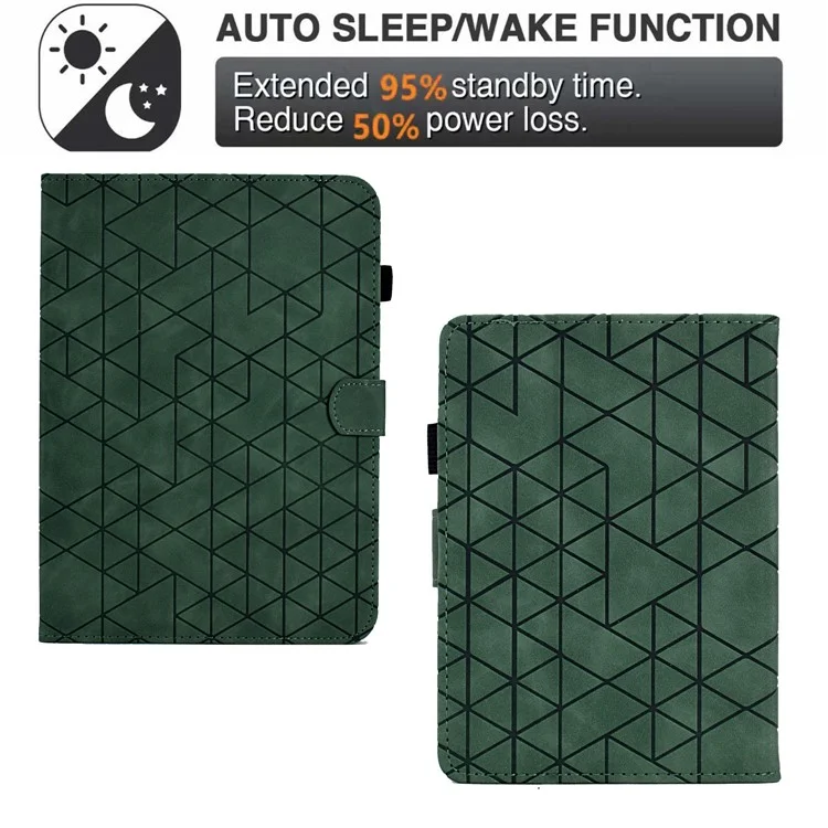 For Amazon Kindle 11th Gen (2022) Case Anti-drop PU Leather Rhombus Pattern Stand E-reader Cover - Green