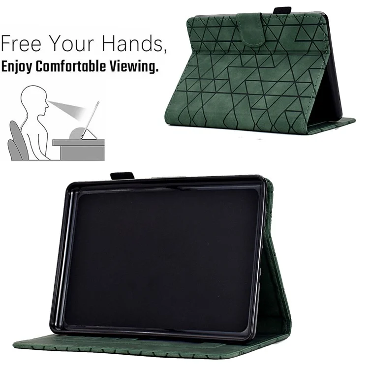 For Amazon Kindle 11th Gen (2022) Case Anti-drop PU Leather Rhombus Pattern Stand E-reader Cover - Green