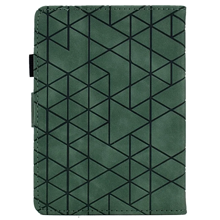 For Amazon Kindle 11th Gen (2022) Case Anti-drop PU Leather Rhombus Pattern Stand E-reader Cover - Green