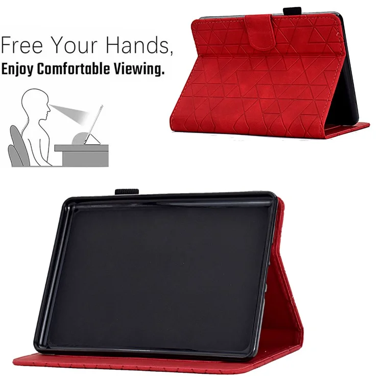 For Amazon Kindle 11th (2024) / 6'' (2022) Case Anti-Drop PU Leather Rhombus Pattern Stand E-Reader Cover - Red