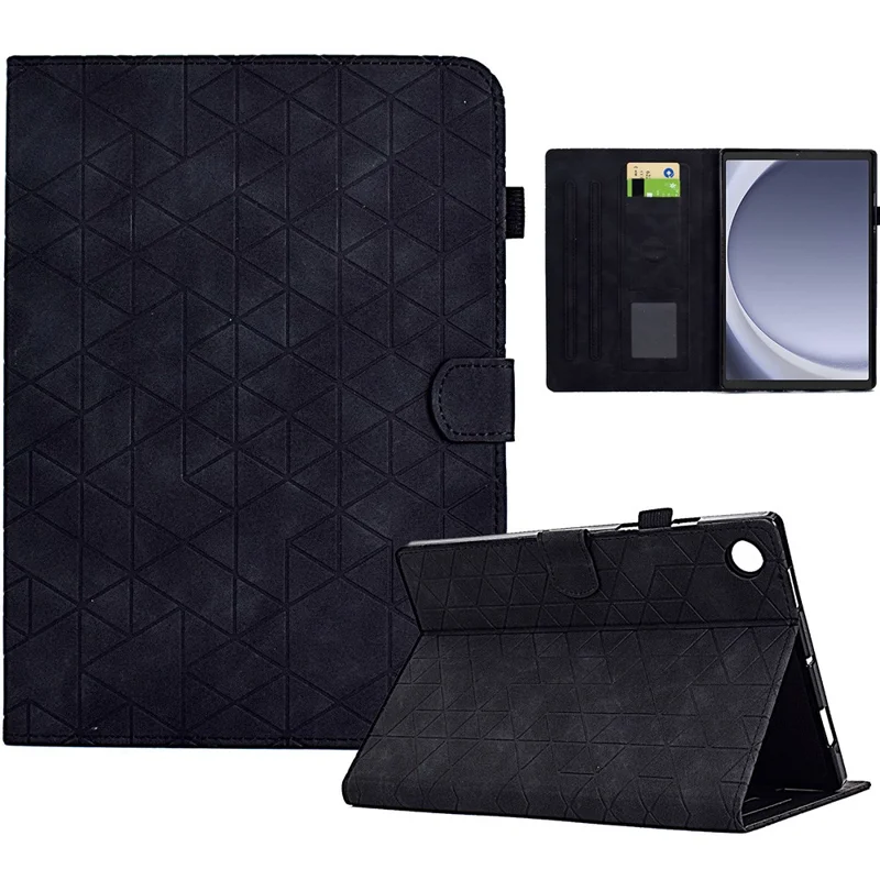 Für Samsung Galaxy Tab A9+ Lederetui mit Kartenfach Tablet-Hülle - Schwarz