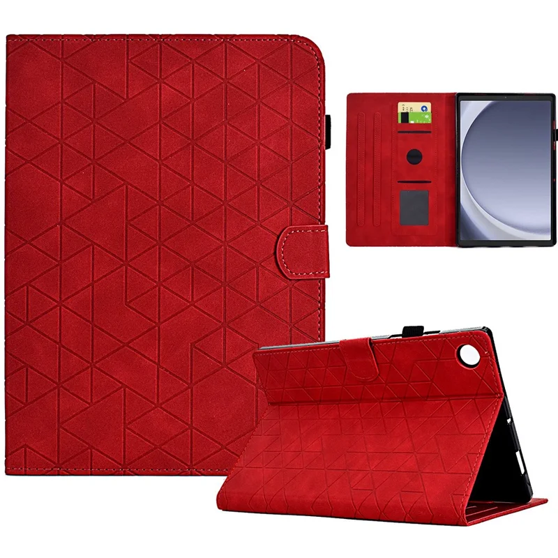 For Samsung Galaxy Tab A9+ Leather Case Card Holder Tablet Cover - Red