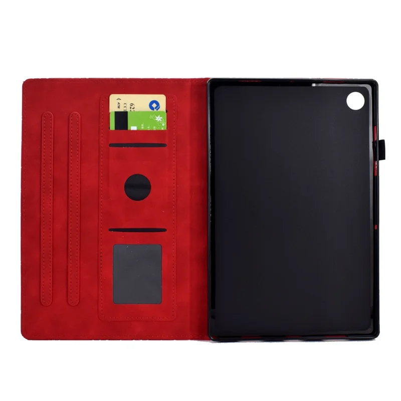 For Samsung Galaxy Tab A9+ Leather Case Card Holder Tablet Cover - Red