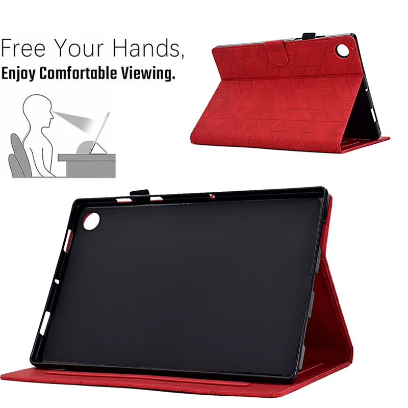 For Samsung Galaxy Tab A9+ Leather Case Card Holder Tablet Cover - Red