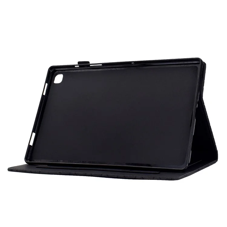 For Samsung Galaxy Tab A 10.1 (2019) T510 T515 Case Rhombus Imprinted Leather Tablet Cover - Black
