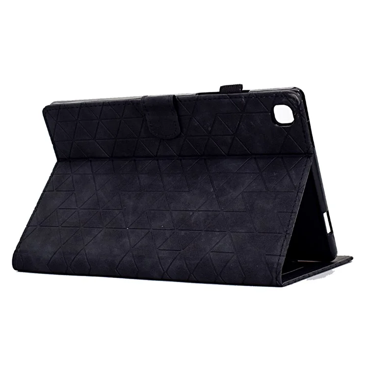 For Samsung Galaxy Tab A 10.1 (2019) T510 T515 Case Rhombus Imprinted Leather Tablet Cover - Black