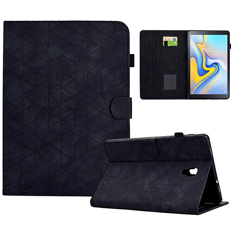 For Samsung Galaxy Tab A 10.5 (2018) T590 T595 PU Leather Case Card Slot Protective Tablet Cover - Black