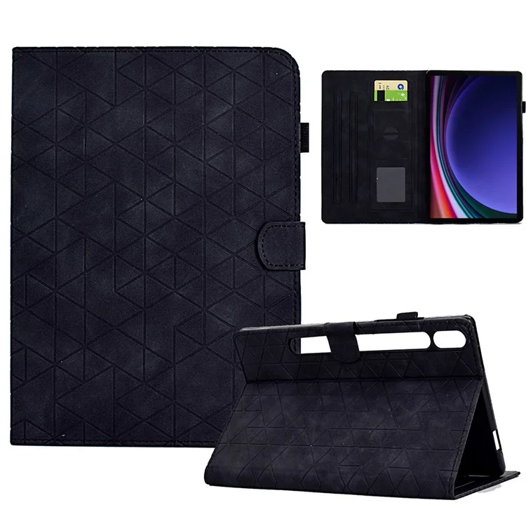 Funda protectora para Samsung Galaxy Tab S9 con ranura para tarjeta, funda de cuero PU para tableta - Negro