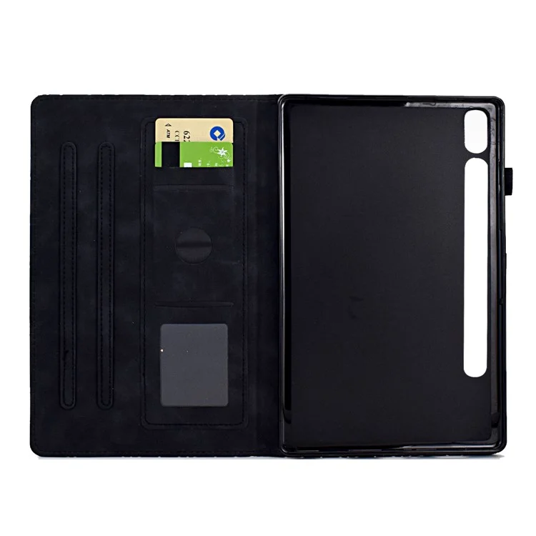 Funda protectora para Samsung Galaxy Tab S9 con ranura para tarjeta, funda de cuero PU para tableta - Negro