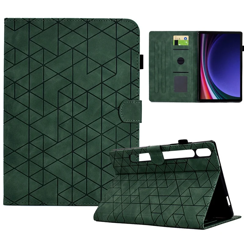 Pour Samsung Galaxy Tab S9 Étui de protection avec logement pour cartes Housse en cuir PU - Vert