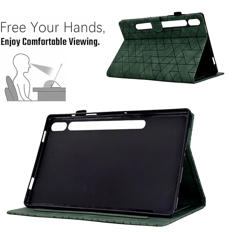 Pour Samsung Galaxy Tab S9 Étui de protection avec logement pour cartes Housse en cuir PU - Vert