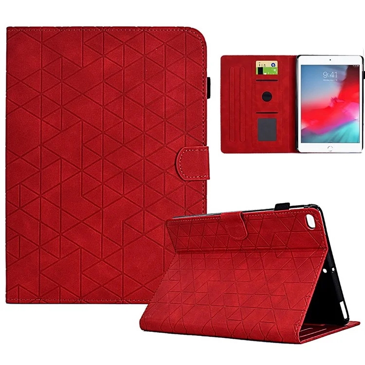 Para iPad Mini / Mini 2 / mini 3 / mini 4 / mini (2019) 7.9 polegadas Caso Padrão Impresso Capa de Tablet de Couro PU - Vermelho