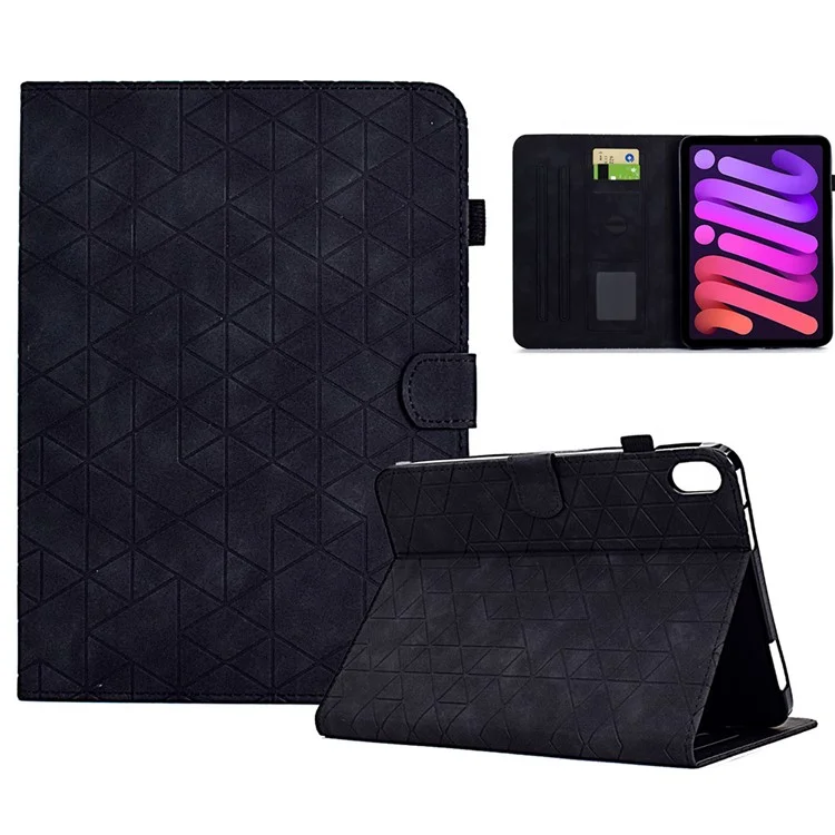 Para iPad mini (2024) / mini (2021) Capa de Tablet Estampada Anti-Queda em Couro PU Flip Cover - Preto